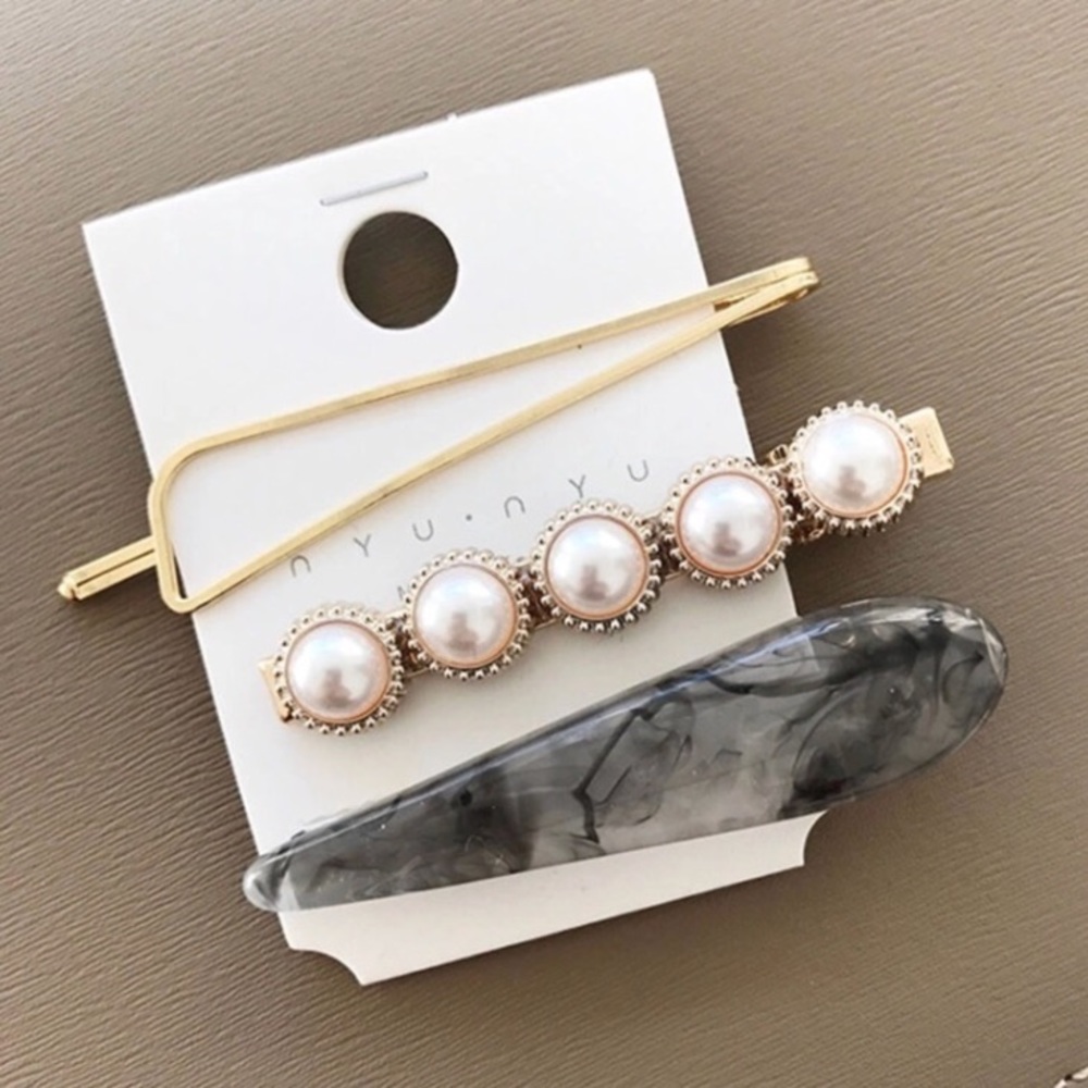 🆕 ELANOR Marble & Pearl Hair Pin Set